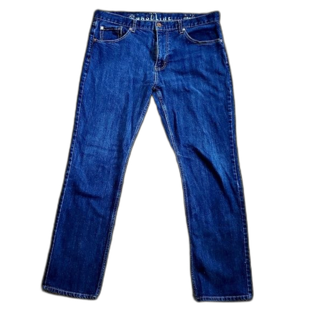 Deep Wash Denim Jeans 5 Pocket Straight Fit - Gasoline - W36 x L32